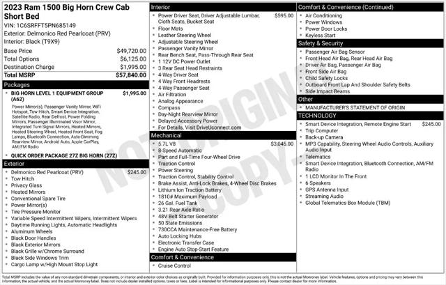 2023 Ram 1500 Big Horn Crew Cab 4x4 57 Box