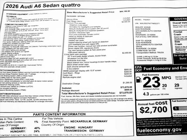 2026 Audi A6 Premium Plus quattro S tronic