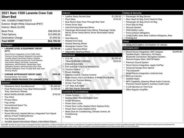 2021 Ram 1500 Laramie Crew Cab 4x4 57 Box