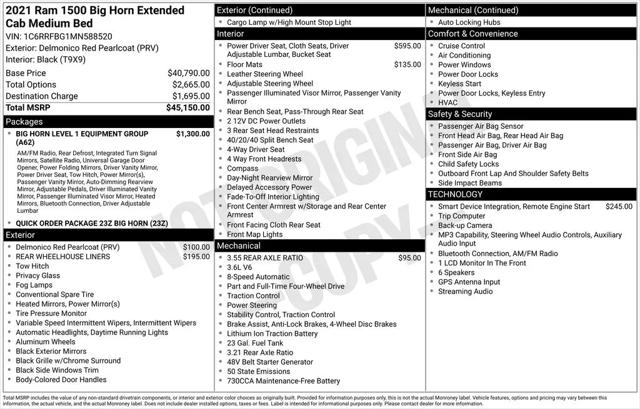 2021 Ram 1500 Big Horn Quad Cab 4x4 6'4" Box