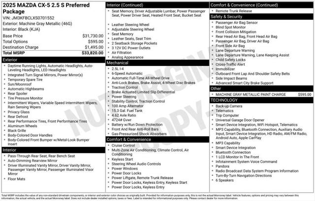 2025 Mazda CX-5 2.5 S Preferred for sale in Huntsville, AL