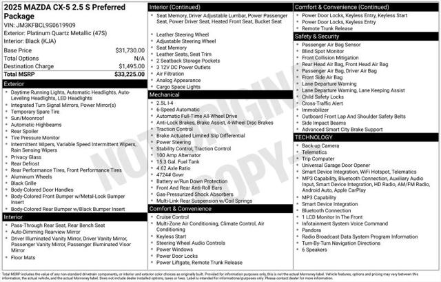 2025 Mazda CX-5 2.5 S Preferred for sale in Huntsville, AL