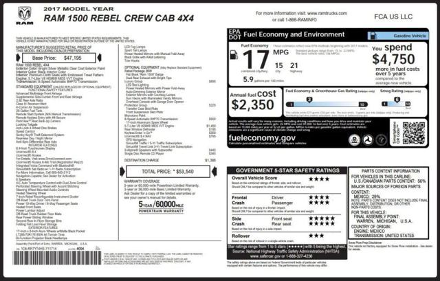 2017 Ram 1500 Rebel Crew Cab 4x4 5'7" Box