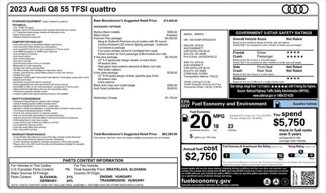 2023 Audi Q8 Premium Plus 55 TFSI quattro Tiptronic