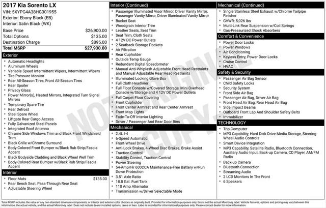 2017 Kia Sorento 2.4L LX for sale in Berlin, NJ