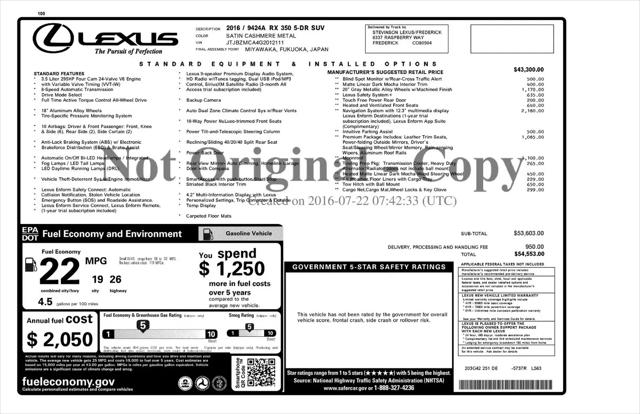 2016 Lexus RX 350 RX 350