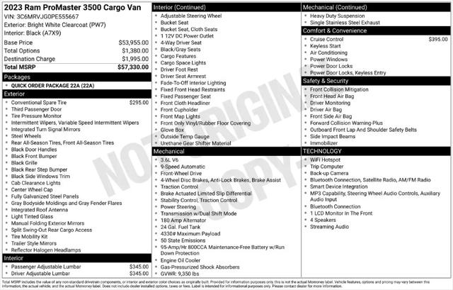 2023 Ram ProMaster Cargo Van High Roof 159 WB EXT