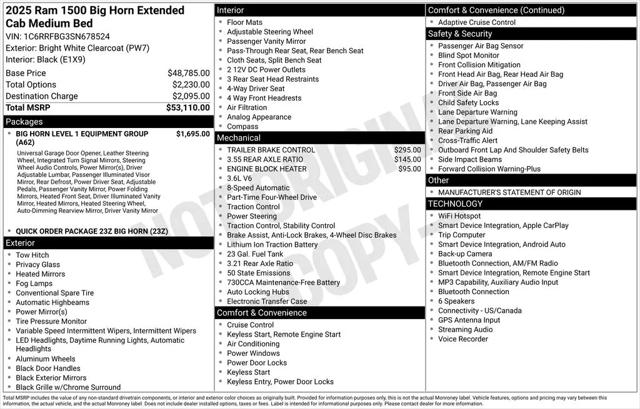 2025 Ram 1500 Big Horn Crew Cab 4x4 64 Box