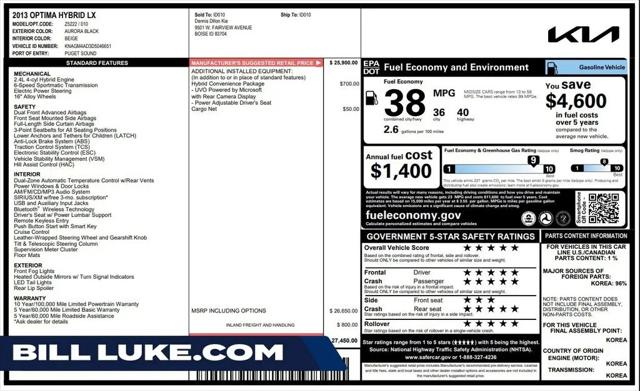 2013 Kia Optima Hybrid LX for sale in Phoenix, AZ