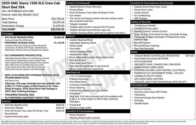 2020 GMC Sierra 1500 4WD Crew Cab Short Box SLE 2020 GMC Sierra 1500 4WD Crew Cab Short Box SLE