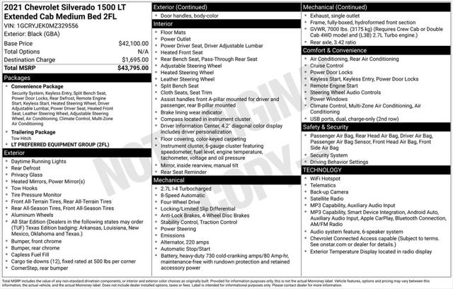 2021 Chevrolet Silverado 1500 4WD Double Cab Standard Bed LT with 2FL 2021 Chevrolet Silverado 1500 4WD Double Cab Standard Bed LT with 2FL