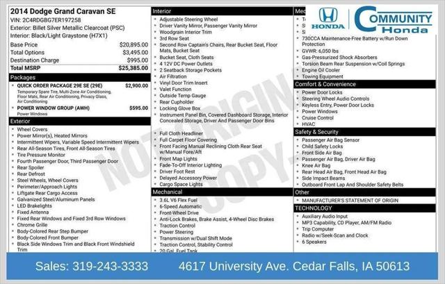 2014 Dodge Grand Caravan SE for sale in Cedar Falls, IA