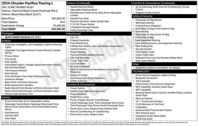 2024 Chrysler Pacifica Touring L for sale in anesville, WI