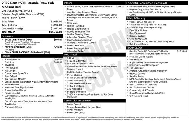 2022 RAM 2500 Laramie Crew Cab 4x4 64 Box 2022 RAM 2500 Laramie Crew Cab 4x4 64 Box