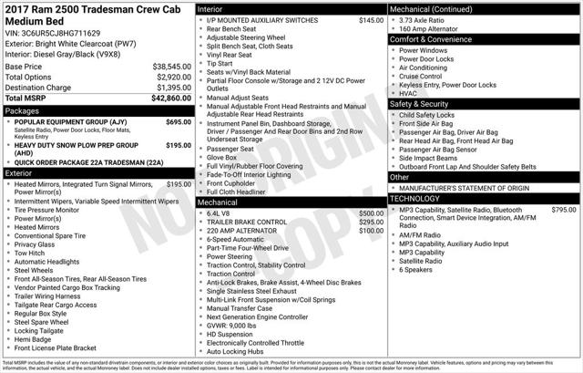 2017 RAM 2500 Tradesman Crew Cab 4x4 64 Box 2017 RAM 2500 Tradesman Crew Cab 4x4 64 Box