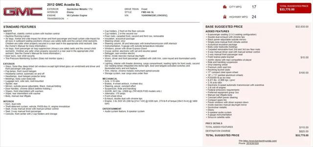 2012 GMC Acadia SL for sale in BAYTOWN, TX