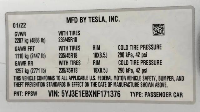 2022 Tesla Model 3 Long Range Dual Motor All-Wheel Drive