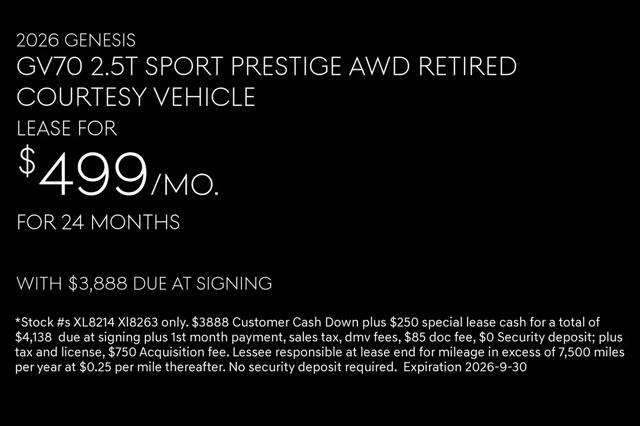 2026 Genesis GV70 2.5T Sport Prestige
