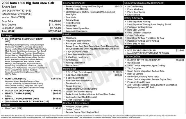 2026 Ram 1500 Big Horn Crew Cab 4x4 57 Box
