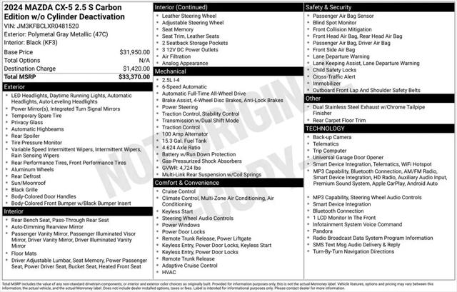 2024 Mazda CX-5 2.5 S Carbon Edition for sale in Tinley Park, IL