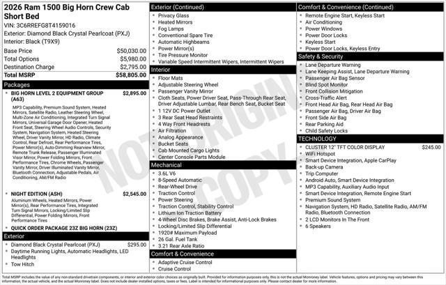 2026 Ram 1500 Big Horn Crew Cab 4x2 57 Box