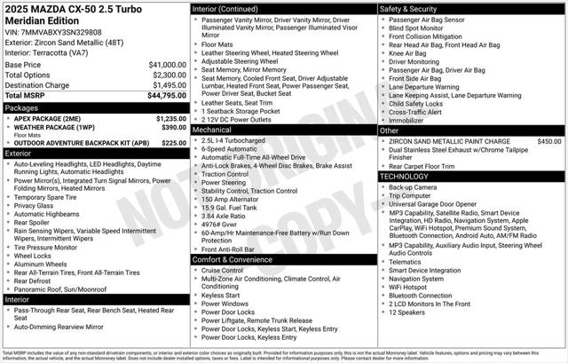 2025 Mazda CX-50 2.5 Turbo Meridian Edition 2025 Mazda CX-50 2.5 Turbo Meridian Edition