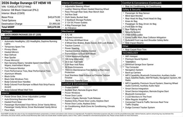 2026 Dodge Durango GT AWD HEMI V8