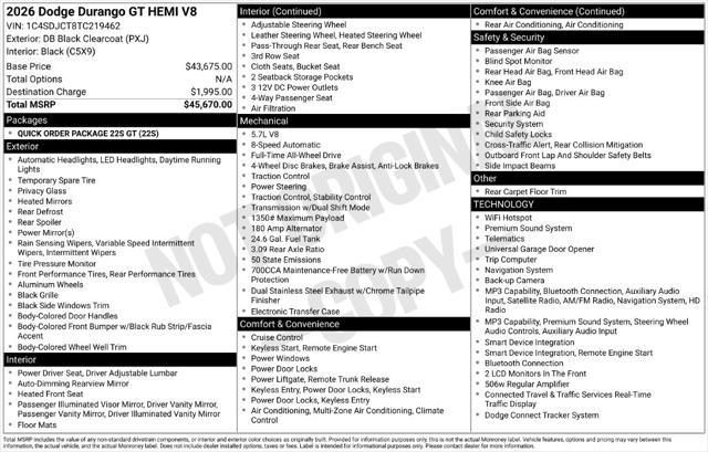 2026 Dodge Durango GT AWD HEMI V8