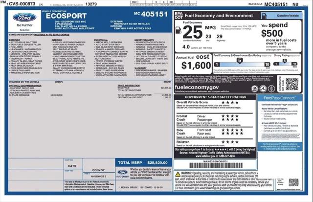 2021 Ford EcoSport SES for sale in Chesterton, IN