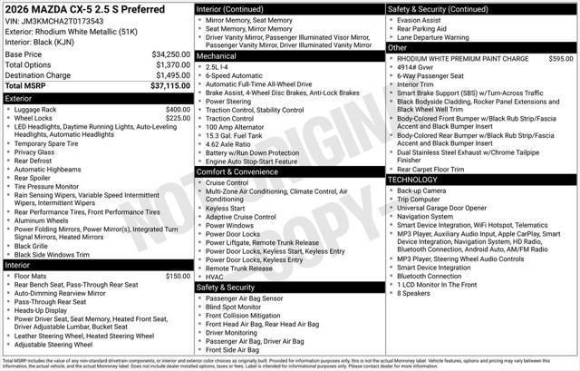 2026 Mazda CX-5 2.5 S Preferred for sale in Laurel, MD