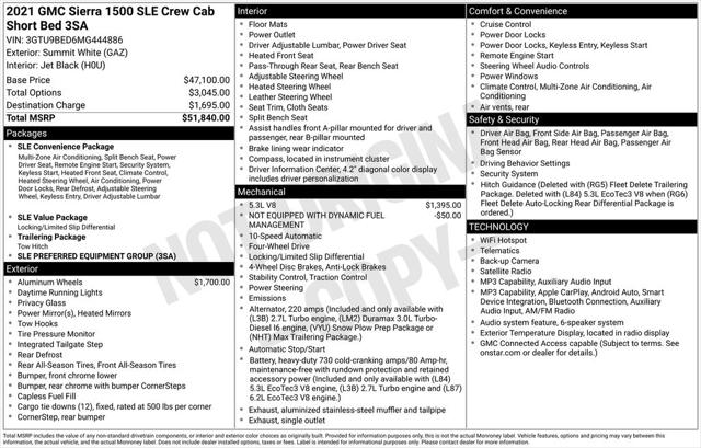 Used 2021 GMC Sierra 1500 4WD Crew Cab Short Box SLE For Sale in Muscle Shoals, AL