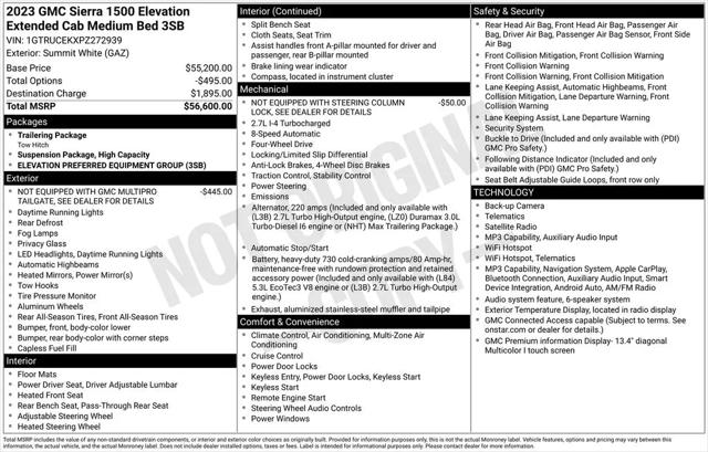 2023 GMC Sierra 1500 4WD Double Cab Standard Box Elevation with 3SB