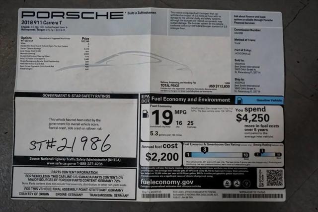 2018 Porsche 911 Carrera T