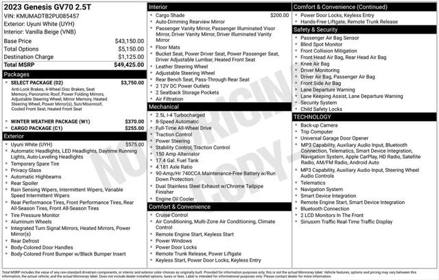 2023 Genesis GV70 2.5T AWD 2023 Genesis GV70 2.5T AWD