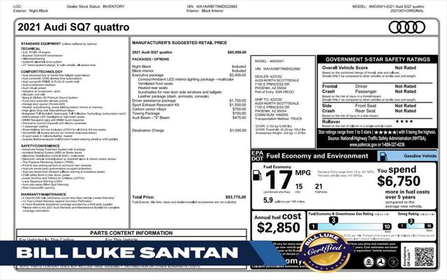 2021 Audi SQ7 Premium Plus TFSI quattro Tiptronic for sale in Gilbert, AZ