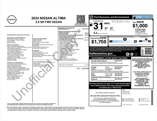 Used 2024 Nissan Altima SR FWD For Sale in Muscle Shoals, AL