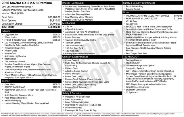 2026 Mazda CX-5 2.5 S Premium for sale in Laurel, MD