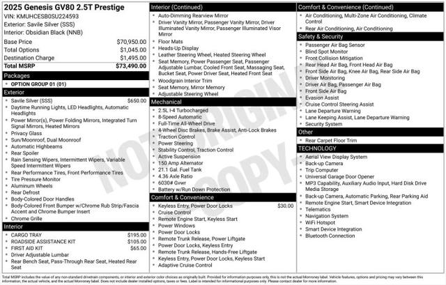 2025 Genesis GV80 2.5T Prestige AWD for sale in Huntsville, AL