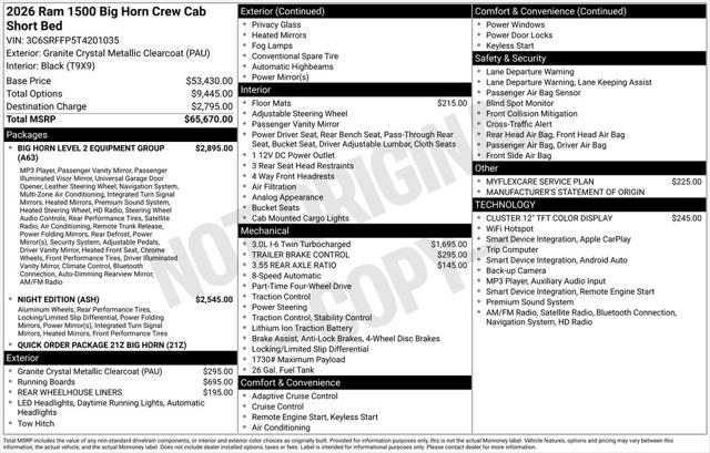 2026 Ram 1500 Big Horn Crew Cab 4x4 5'7" Box for sale in Kenosha, WI