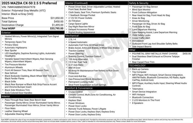 2025 Mazda CX-50 2.5 S Preferred Package for sale in Huntsville, AL