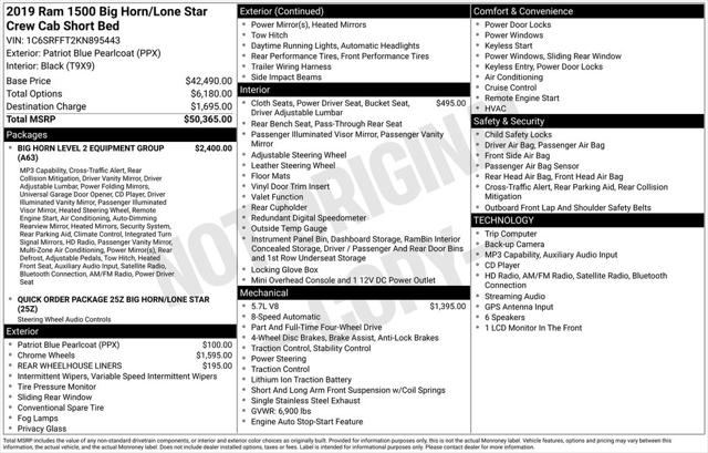2019 Ram 1500 Big Horn/Lone Star Crew Cab 4x4 57 Box
