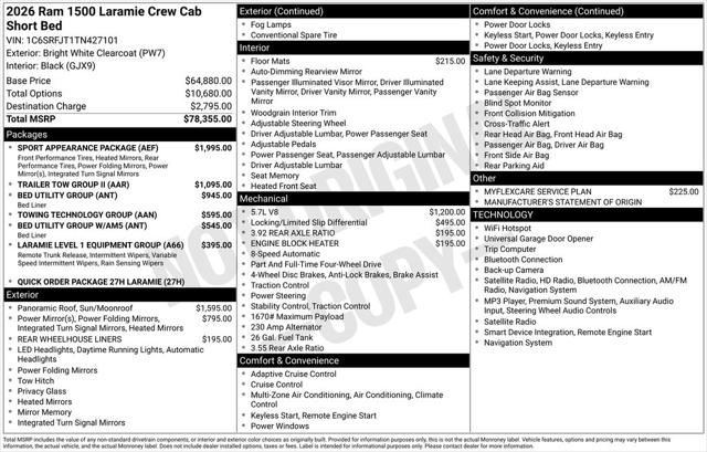 2026 Ram 1500 Laramie Crew Cab 4x4 57 Box for sale in Petaluma, CA
