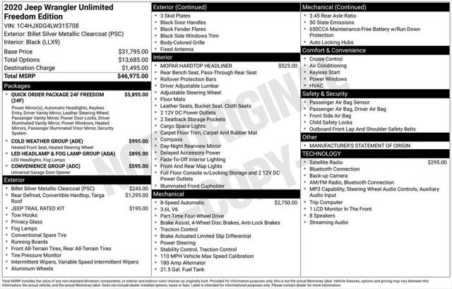 2020 Jeep Wrangler Unlimited Freedom 4x4 2020 Jeep Wrangler Unlimited Freedom 4x4
