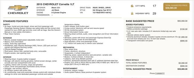 2015 Chevrolet Corvette Stingray