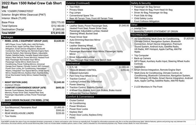 2022 Ram 1500 Rebel Crew Cab 4x4 57 Box