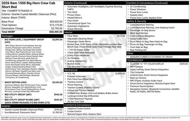 2026 Ram 1500 Big Horn Crew Cab 4x4 57 Box