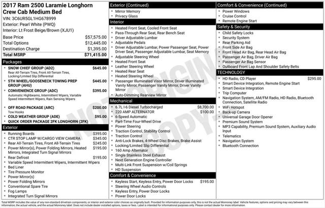 2017 Ram 2500 Longhorn Crew Cab 4x4 64 Box