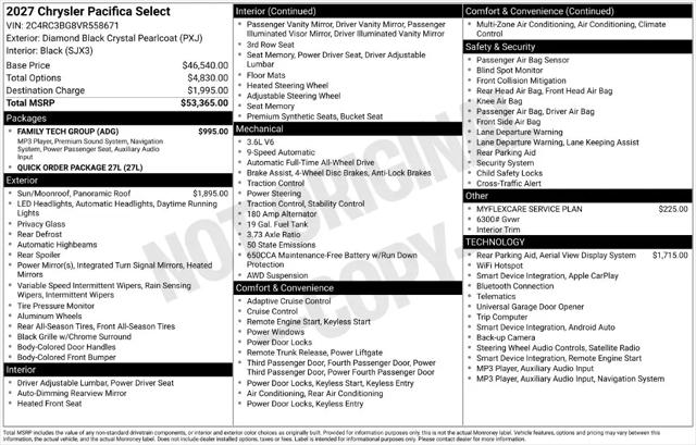 2027 Chrysler Pacifica Select AWD