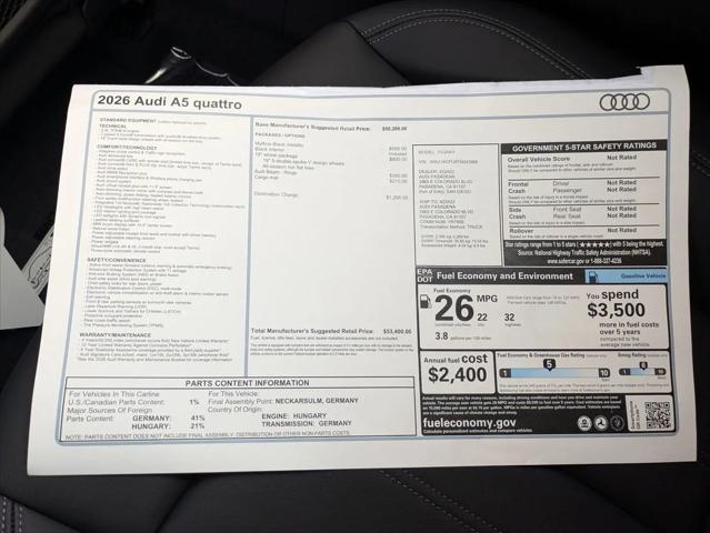 2026 Audi A5 Premium TFSI quattro S tronic