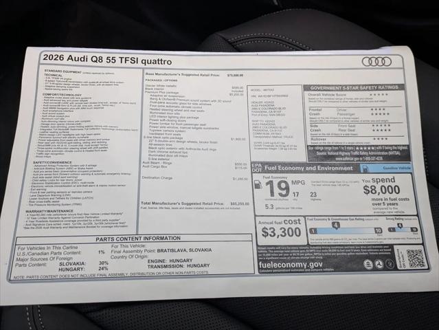 2026 Audi Q8 Premium Plus 55 TFSI quattro Tiptronic